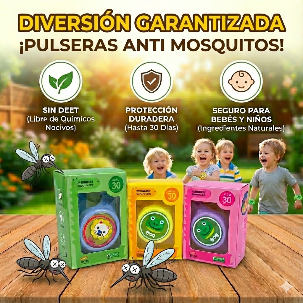 Pack de 3 Pulseras Repelentes de Mosquitos para niños