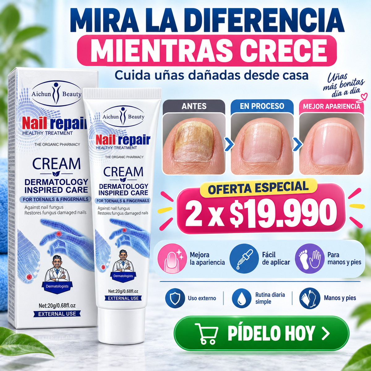 Crema para hongos de Uñas de Pies y Manos