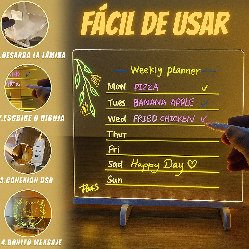 PIZARRA INTERACTIVA LED 20x30cm 6 plumones