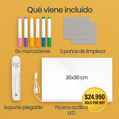 PIZARRA INTERACTIVA LED 20x30cm 6 plumones