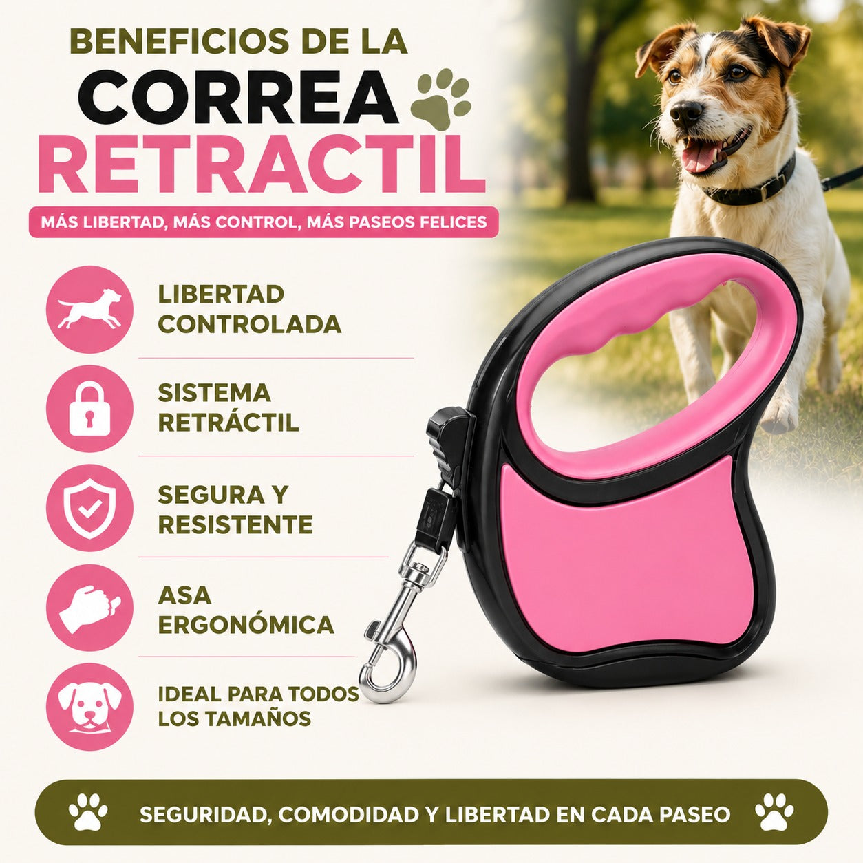 Correa Retractil para mascotas