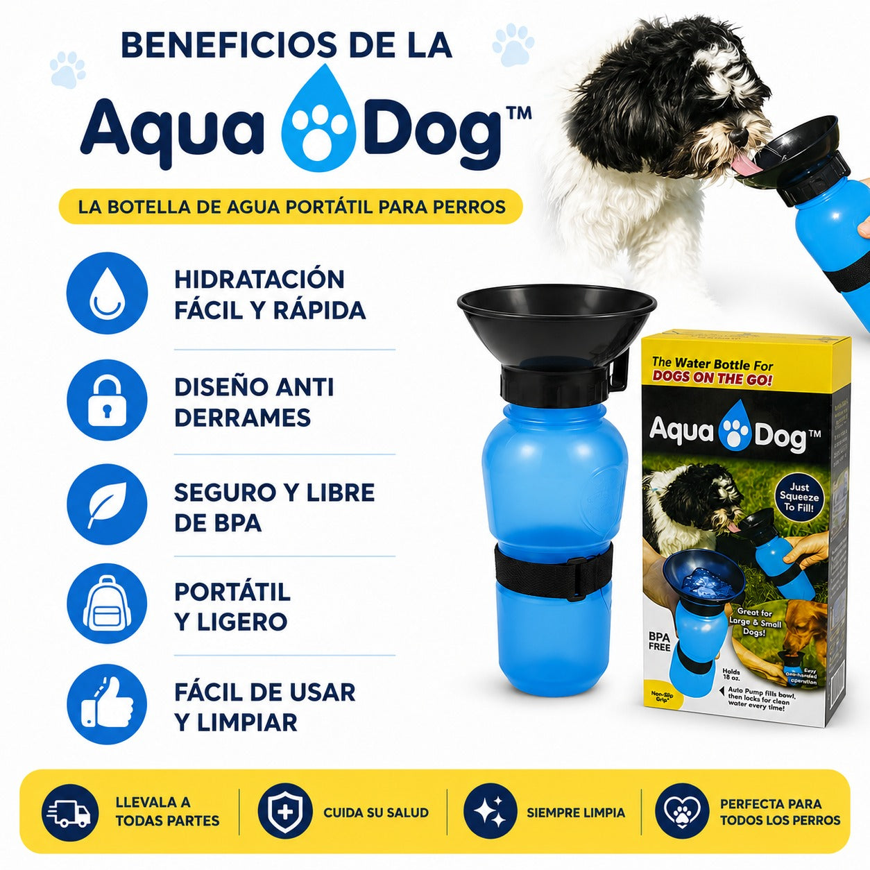 Botella de agua portatil para tu mascota
