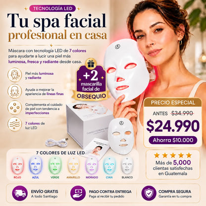 Máscara Facial LED 7 colores | Tecnología de belleza profesional