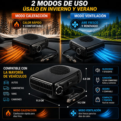 CALEFACTOR AIRFLOW 2 EN 1™ CALIENTA, ENFRÍA Y DESEMPAÑA EN SEGUNDOS