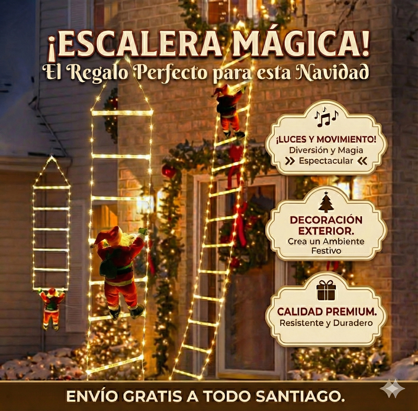 Escalera Viejito Pascuero con Luces Solar