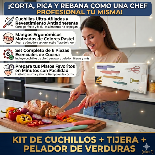 kit de cuchillos, tijera y pelador verduras