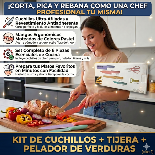 kit de cuchillos, tijera y pelador verduras